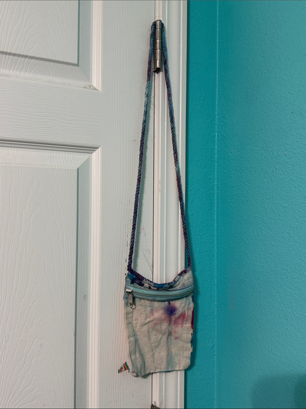 Small Tie-Dye Crossbody Bag in Pastel Blue and Purple